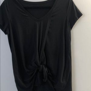 lululemon black workout T-shirt tie front